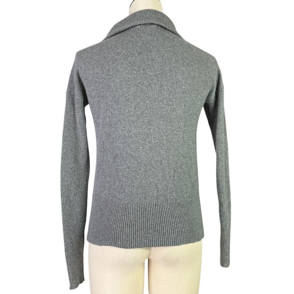 Brooks Brothers Zip Sweater Women S Gray Wool Cashmere Funnel Neck Pullover - Picture 5 of 6